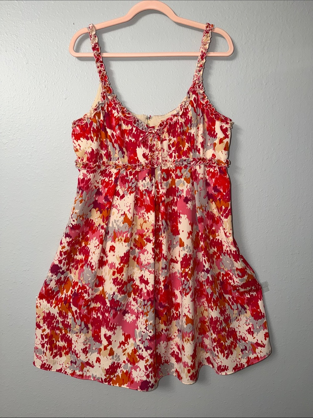 Madison Leigh Pink & Orange Ruffle-Trim Dress, Size 14